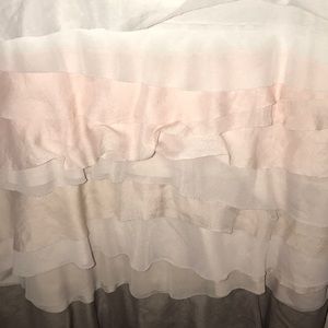 ruffle loft top with pinks and tans